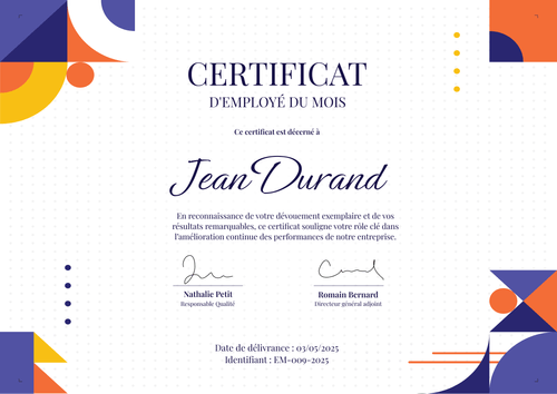 Modèle de certificat employé du mois moderne et vibrant – Paysage Modèle de certificat employé du mois moderne et vibrant – Paysage