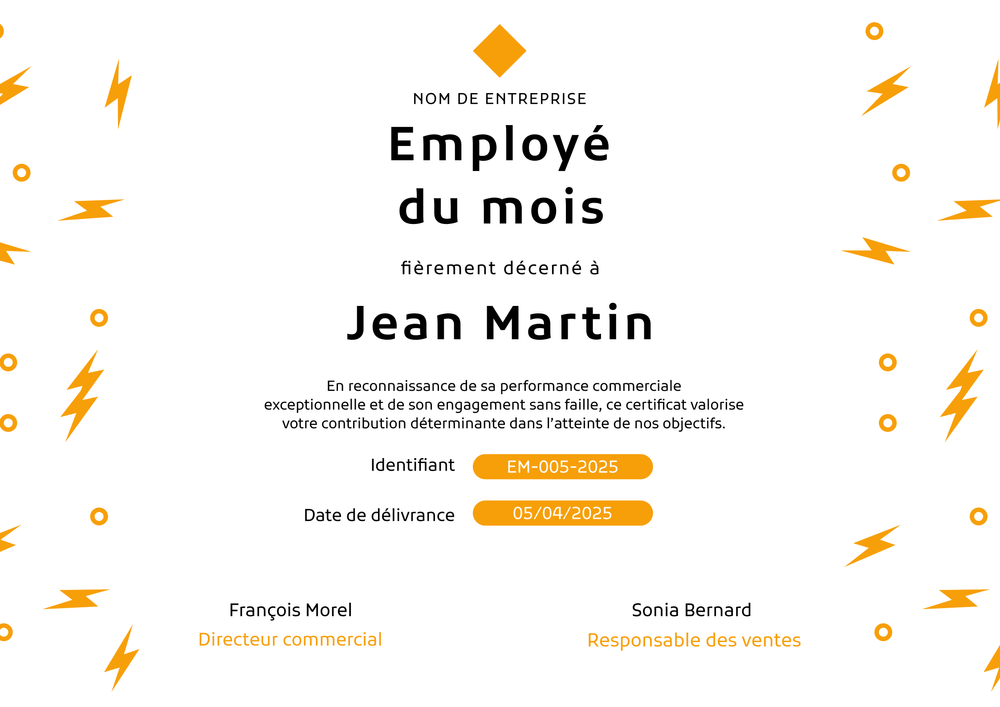 Certificat employé du mois simple et discret – Paysage Certificat employé du mois simple et discret – Paysage
