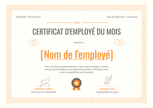Certificat employé du mois formel et élégant – Paysage Certificat employé du mois formel et élégant – Paysage