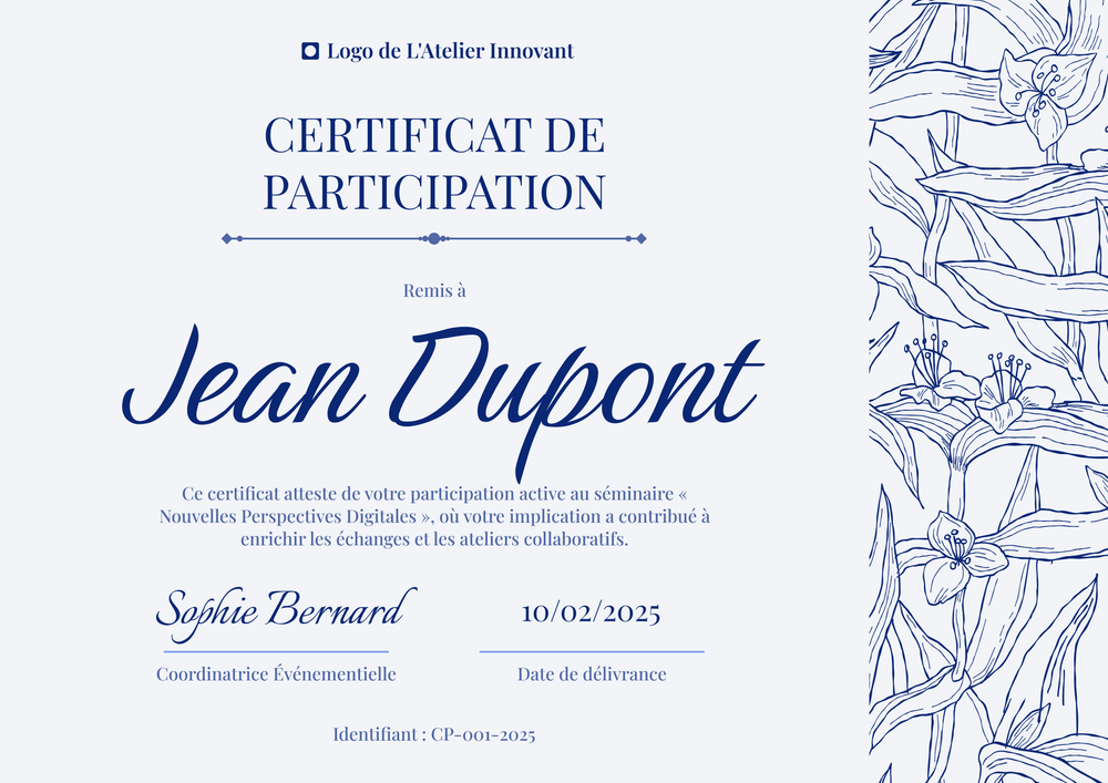 Certificat de participation moderne – Paysage Certificat de participation moderne – Paysage
