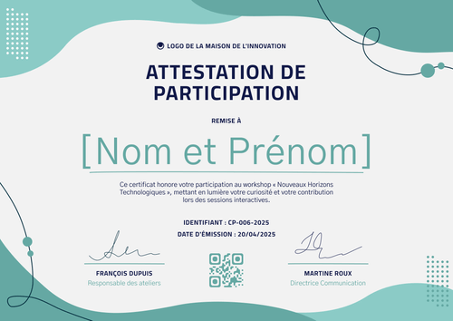 Certificat de participation moderne et épuré – Paysage Certificat de participation moderne et épuré – Paysage