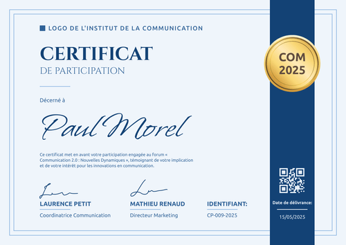Modèle d’attestation de participation à une formation formel et élégant - Paysage Modèle d’attestation de participation à une formation formel et élégant - Paysage