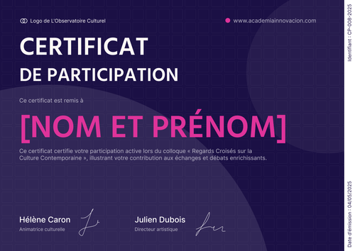 Modèle certificat de participation professionnel et stylisé – Paysage Modèle certificat de participation professionnel et stylisé – Paysage