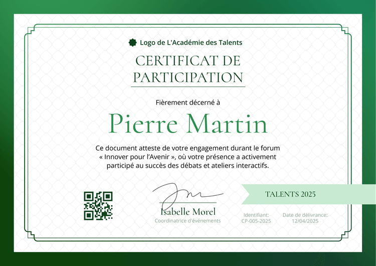 Modèle de certificat de participation moderne pour entreprise Modèle de certificat de participation moderne pour entreprise