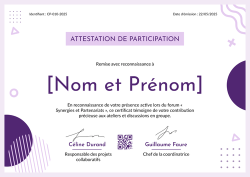 Modèle certificat de participation moderne et vivant – Paysage Modèle certificat de participation moderne et vivant – Paysage