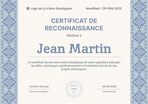 Certificat de reconnaissance formel et officiel – Paysage Certificat de reconnaissance formel et officiel – Paysage