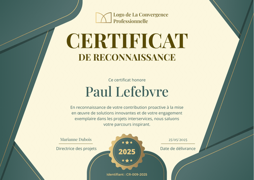 Certificat de reconnaissance professionnel et exemplaire – Paysage Certificat de reconnaissance professionnel et exemplaire – Paysage