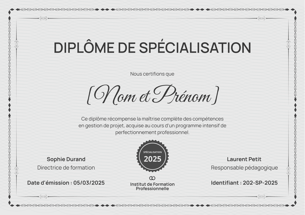 Modèle de diplôme formel et minimaliste – Paysage Modèle de diplôme formel et minimaliste – Paysage