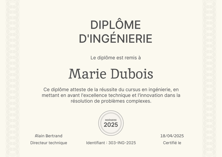Modèle de diplôme formel et sobre Modèle de diplôme formel et sobre