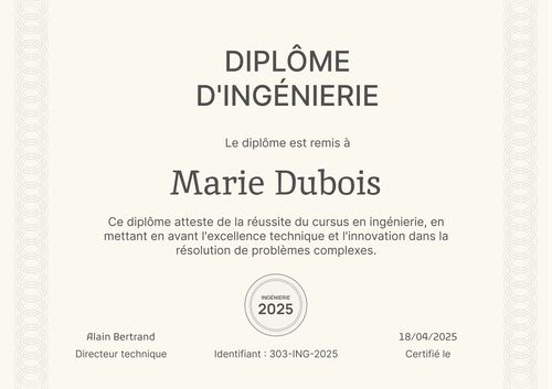 Modèle diplôme formel et sobre – Paysage Modèle diplôme formel et sobre – Paysage