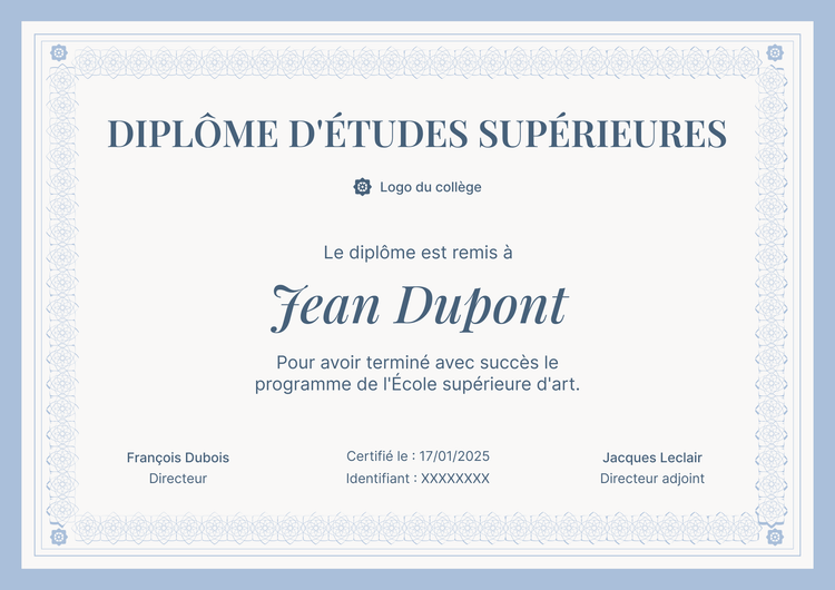 Modèle de diplôme traditionnel et digne Modèle de diplôme traditionnel et digne