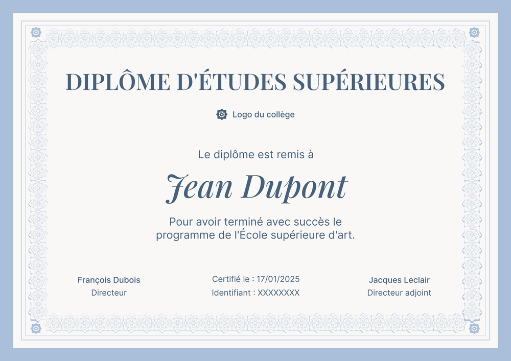 Modèle diplome traditionnel et digne – Paysage Modèle diplome traditionnel et digne – Paysage