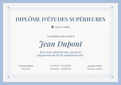 Modèle diplome traditionnel et digne – Paysage Modèle diplome traditionnel et digne – Paysage