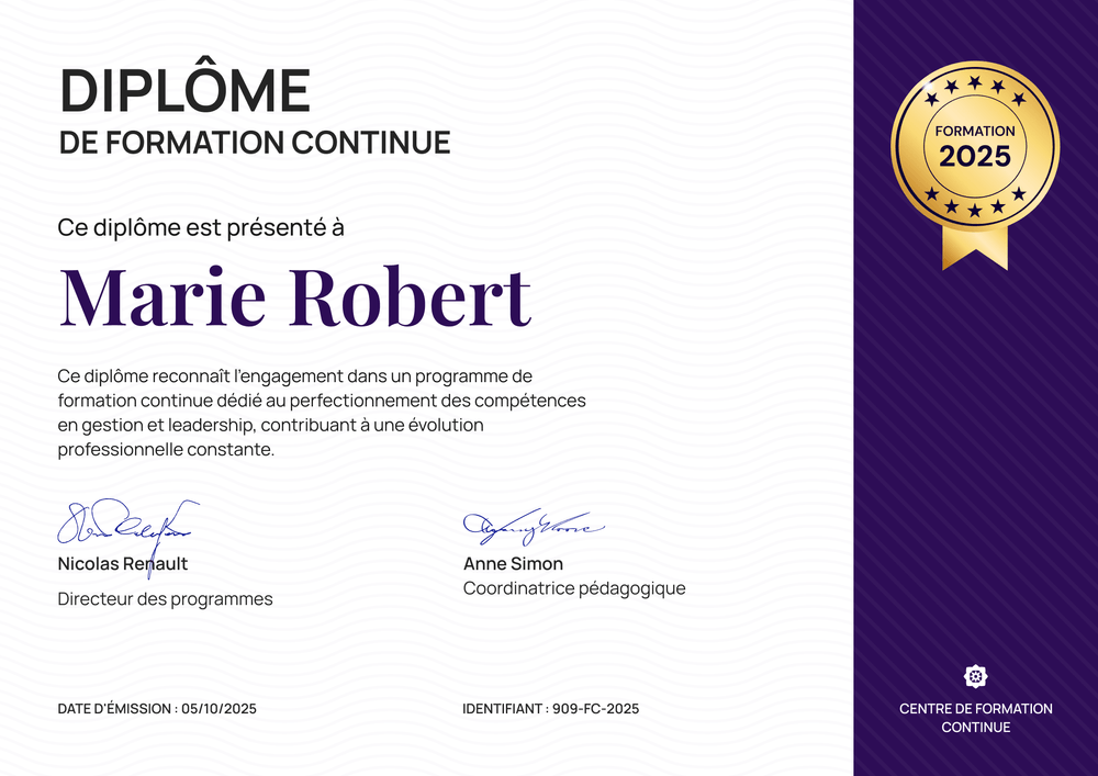 Modèle diplome structuré et méthodique – Paysage Modèle diplome structuré et méthodique – Paysage