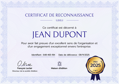 Certificat d'appréciation professionnel et distinctif – Paysage Certificat d'appréciation professionnel et distinctif – Paysage