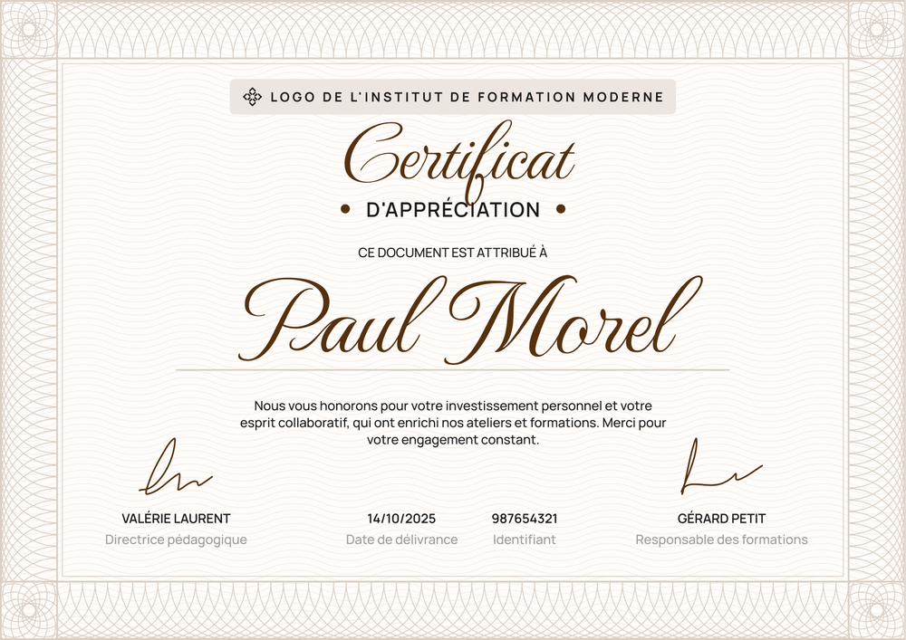 Certificat d'appréciation élégant et solennel – Paysage Certificat d'appréciation élégant et solennel – Paysage