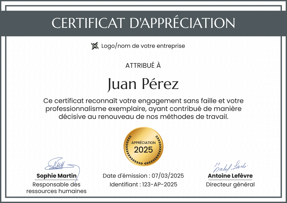 Certificat d'appréciation minimaliste et sobre – Paysage Certificat d'appréciation minimaliste et sobre – Paysage