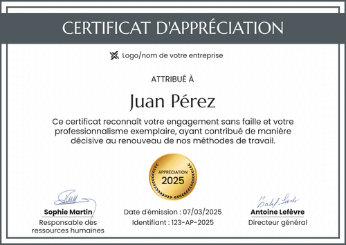 Certificat d'appréciation minimaliste et sobre – Paysage Certificat d'appréciation minimaliste et sobre – Paysage