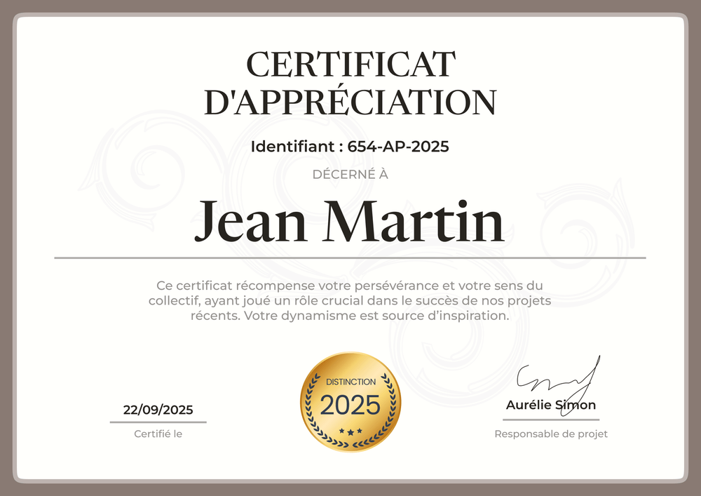 Certificat d'appréciation classique et chaleureux – Paysage Certificat d'appréciation classique et chaleureux – Paysage