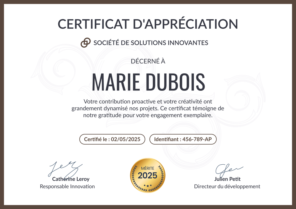 Certificat d'appréciation épuré et professionnel – Paysage Certificat d'appréciation épuré et professionnel – Paysage