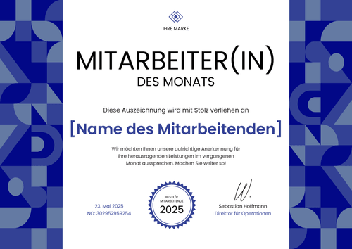 Benutzerfreundliche Mitarbeiter des Monats Vorlage – Querformat Benutzerfreundliche Mitarbeiter des Monats Vorlage – Querformat