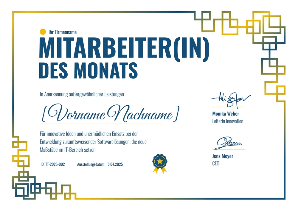 Einfache moderne Mitarbeiter des Monats Vorlage – Querformat Einfache moderne Mitarbeiter des Monats Vorlage – Querformat