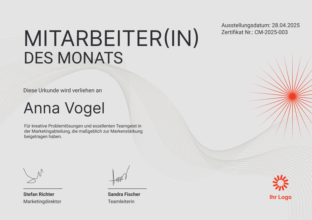 Professionelle Mitarbeiter des Monats Vorlage – Querformat Professionelle Mitarbeiter des Monats Vorlage – Querformat