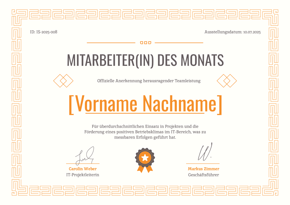 Wertschätzende Mitarbeiter des Monats Vorlage – Querformat Wertschätzende Mitarbeiter des Monats Vorlage – Querformat