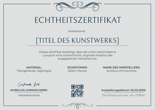 Edel gestaltete Echtheitszertifikat Kunst Vorlage – Querformat Edel gestaltete Echtheitszertifikat Kunst Vorlage – Querformat