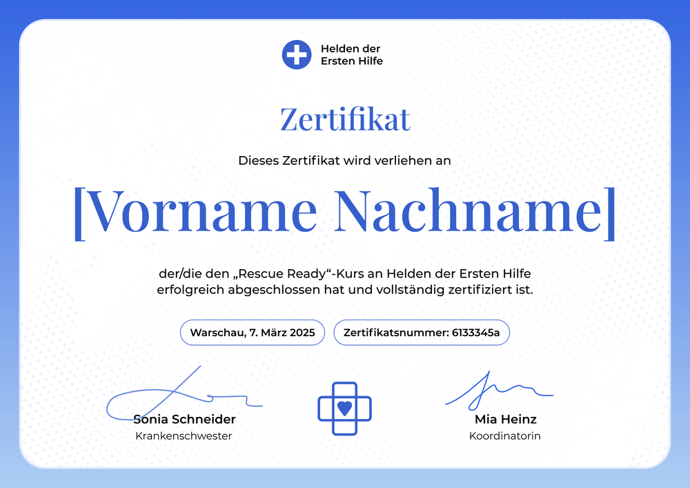 Modernes Erste Hilfe Zertifikat – Querformat Modernes Erste Hilfe Zertifikat – Querformat