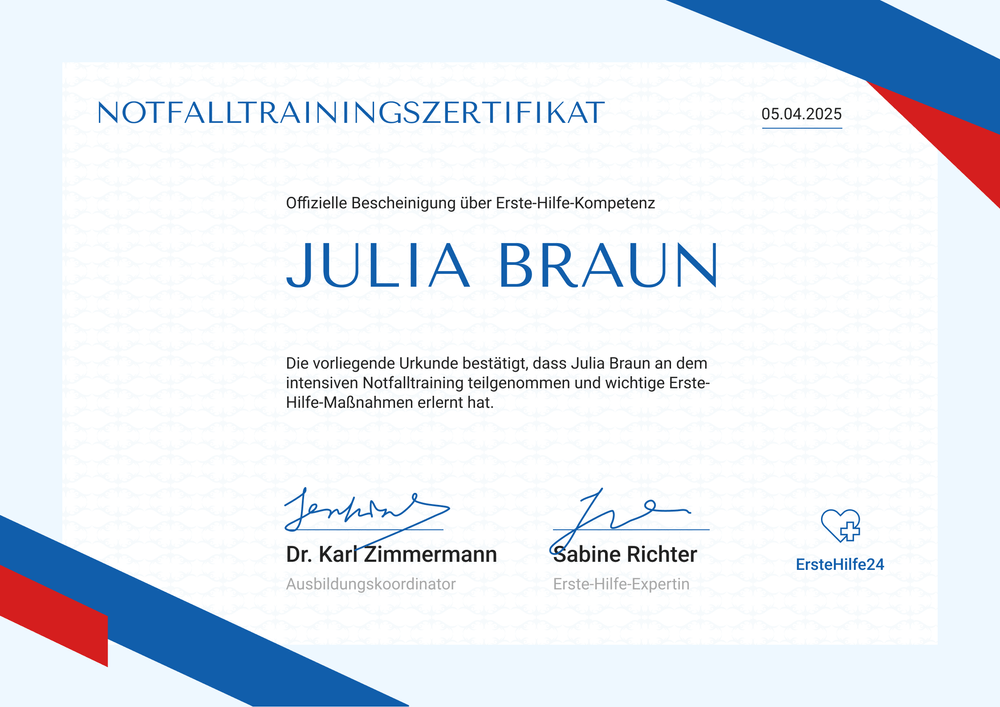 Eingerahmtes Erste Hilfe Zertifikat – Querformat Eingerahmtes Erste Hilfe Zertifikat – Querformat
