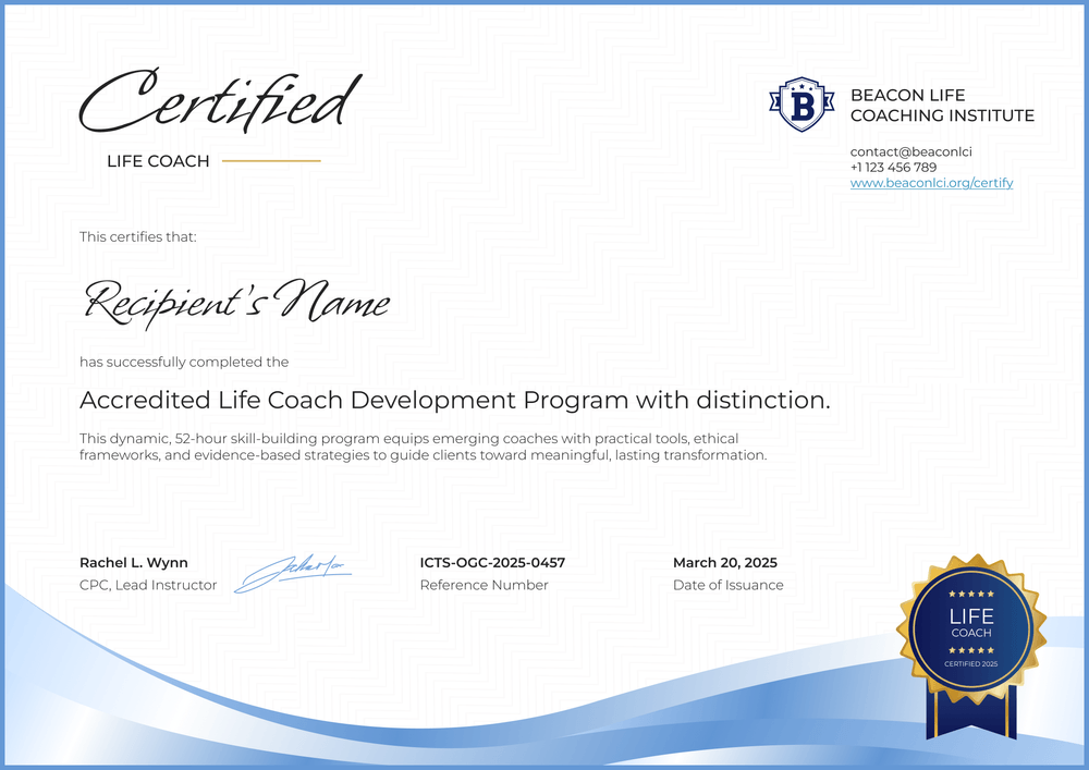 Free Life Coaching Certificate Template - Landscape Free Life Coaching Certificate Template - Landscape