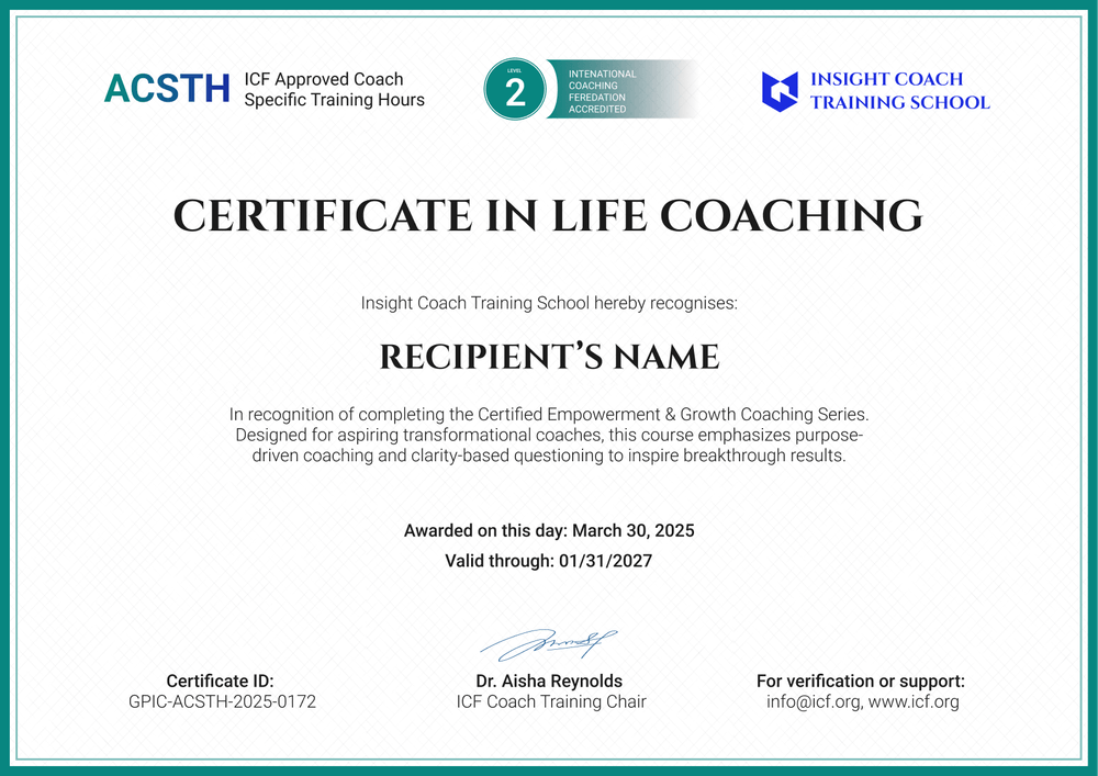 Free Life Coaching Certificate Template - Landscape Free Life Coaching Certificate Template - Landscape