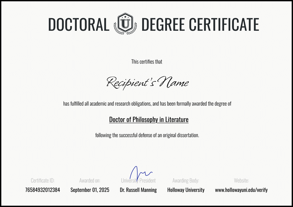 Editable PhD Certificate Template – Landscape Editable PhD Certificate Template – Landscape
