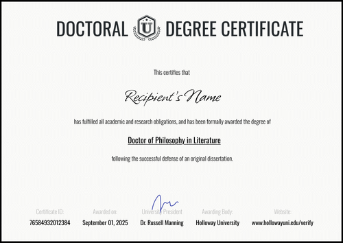 Editable PhD Certificate Template – Landscape Editable PhD Certificate Template – Landscape