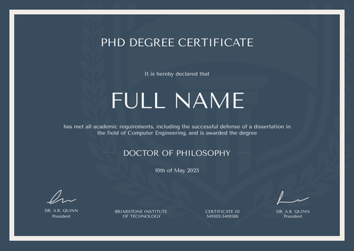 Free PhD Certificate Template – Landscape Free PhD Certificate Template – Landscape