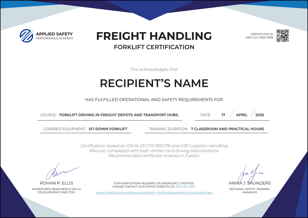 Freight Forklift Certificate Template – Landscape Freight Forklift Certificate Template – Landscape