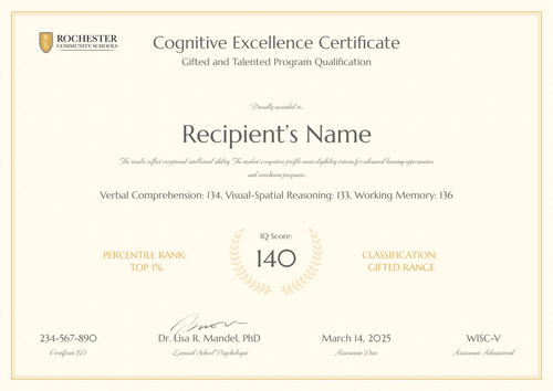 Traditional IQ Test Certificate Template – Landscape Traditional IQ Test Certificate Template – Landscape