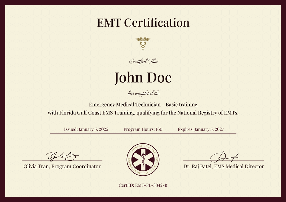 Simple EMT Certificate Template – Landscape Simple EMT Certificate Template – Landscape
