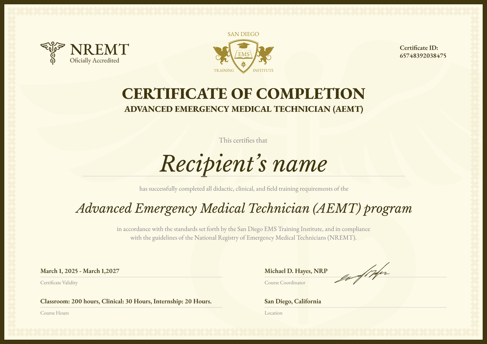 Elegant EMT Certificate Template Free – Landscape Elegant EMT Certificate Template Free – Landscape