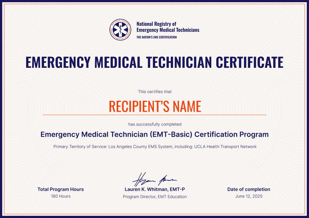 Reputable EMT Certificate Template Free – Landscape Reputable EMT Certificate Template Free – Landscape