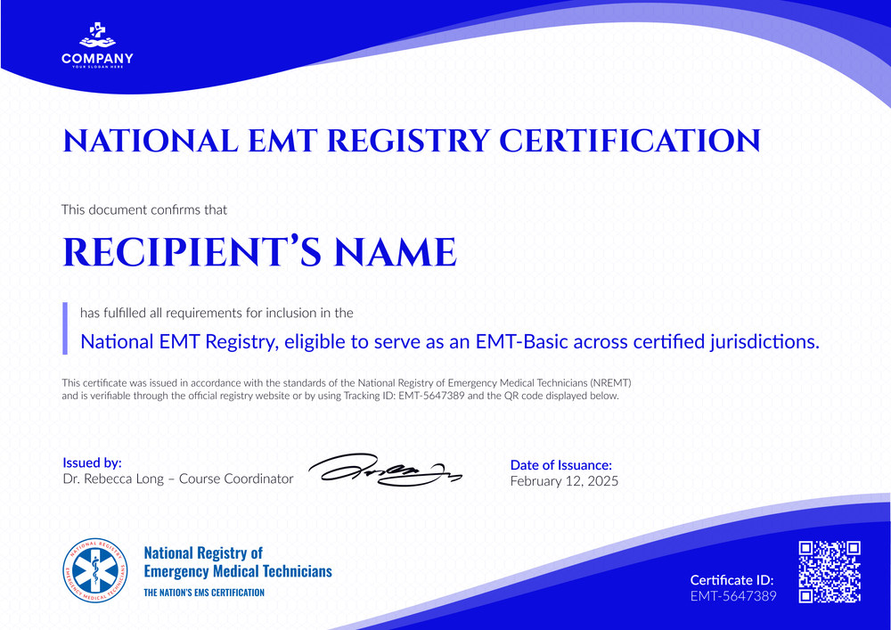 EMT Certificate Template Fee Download – Landscape EMT Certificate Template Fee Download – Landscape