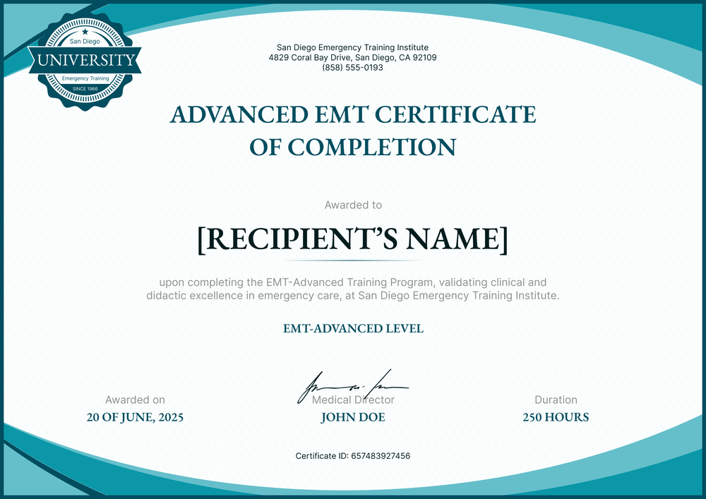 Customizable EMT Certificate Template — Landscape Customizable EMT Certificate Template — Landscape
