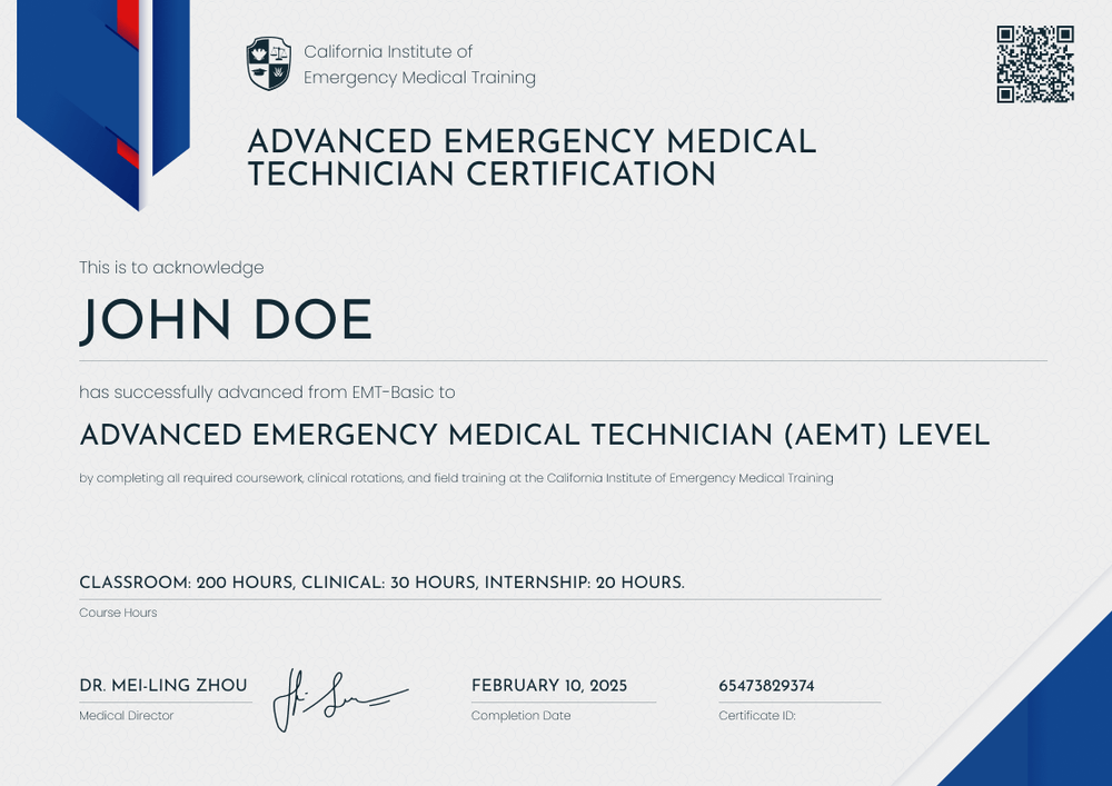 Detailed EMT Certificate Template – Landscape Detailed EMT Certificate Template – Landscape