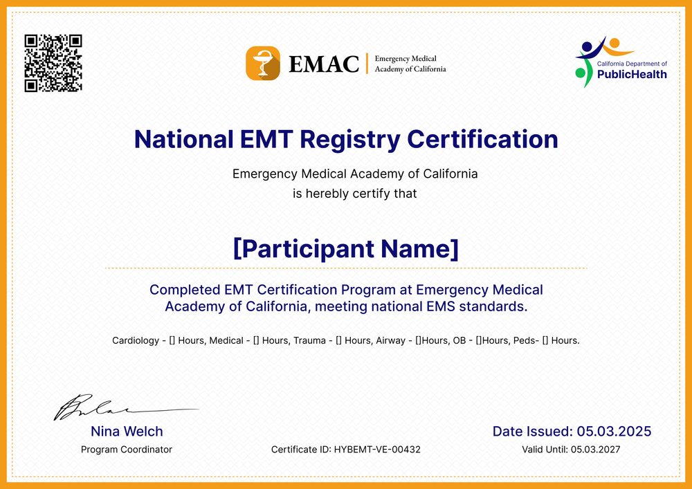 Solid EMT Certificate Template – Landscape Solid EMT Certificate Template – Landscape
