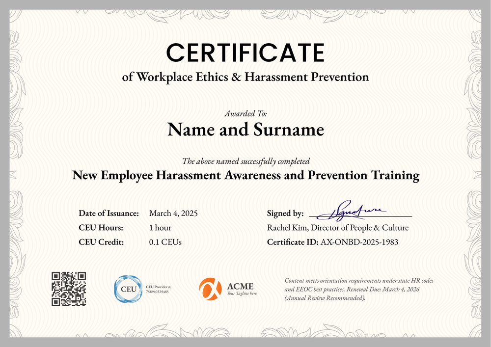 Minimalist Sexual Harassment Training Certificate Template – Landscape Minimalist Sexual Harassment Training Certificate Template – Landscape