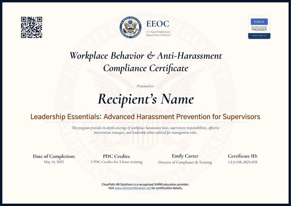 Free Sexual Harassment Training Certificate Template – Landscape Free Sexual Harassment Training Certificate Template – Landscape
