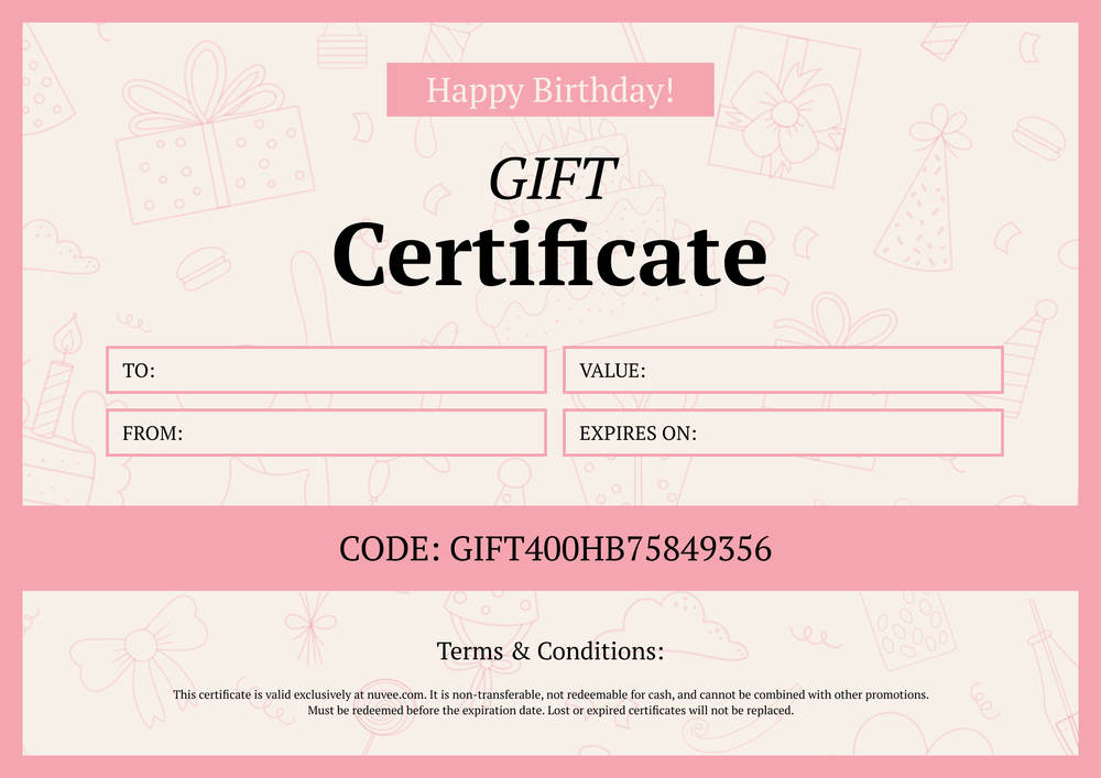 Soft Birthday Gift Certificate Template – Landscape Soft Birthday Gift Certificate Template – Landscape