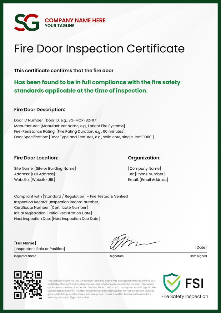 Bold Fire Door Certificate Template – Portrait Bold Fire Door Certificate Template – Portrait