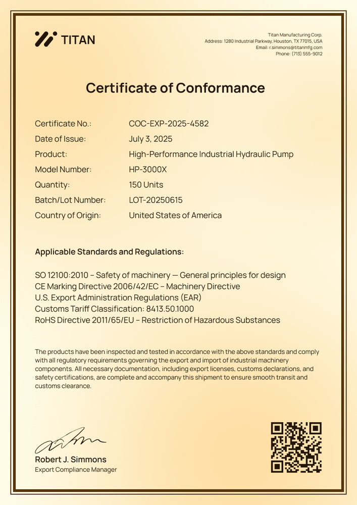 Free Warm Certificate of Conformance Template – Portrait Free Warm Certificate of Conformance Template – Portrait